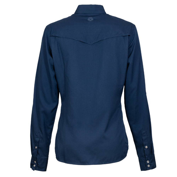 "Sol" Ladies Navy Long Sleeve Pearl Snap Shirt