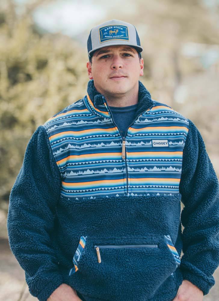 "Hooey Sherpa Pullover" Blue w/Stripe Pattern