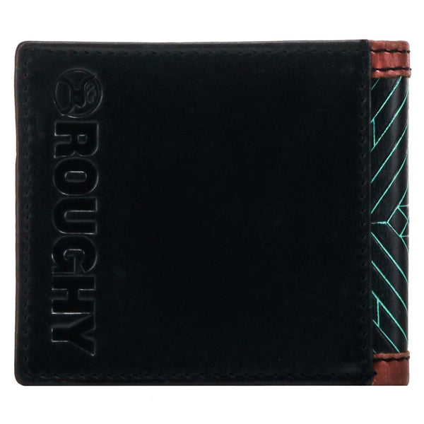 "Neon Moon" Bifold Roughy Wallet Black/Brown w/Turquoise Aztec