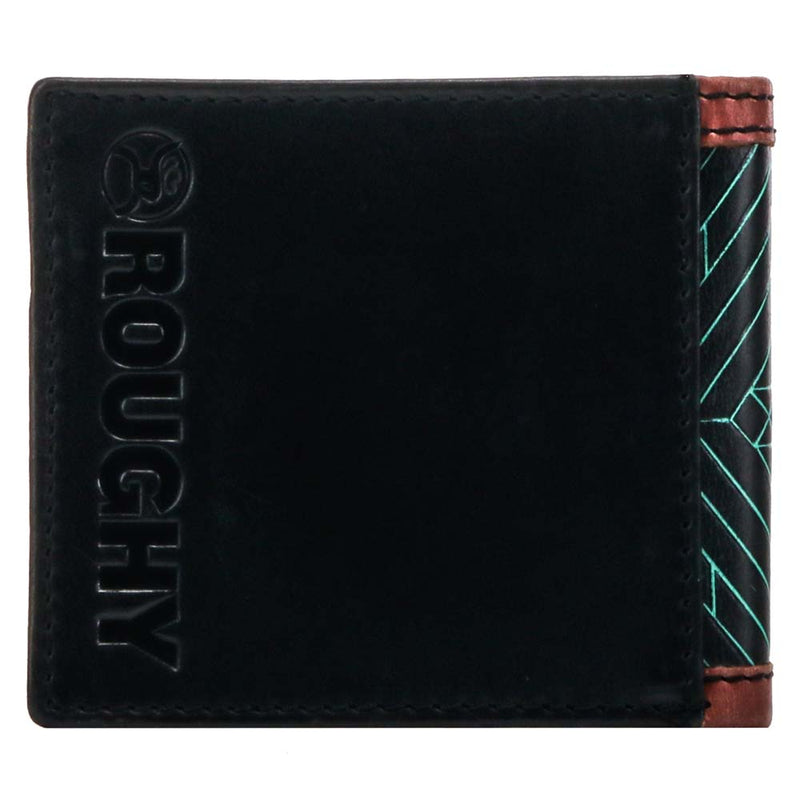 "Neon Moon" Bifold Roughy Wallet Black/Brown w/Turquoise Aztec