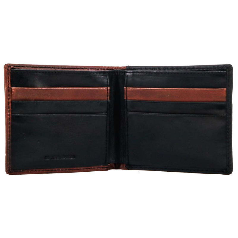 "Neon Moon" Bifold Roughy Wallet Black/Brown w/Turquoise Aztec