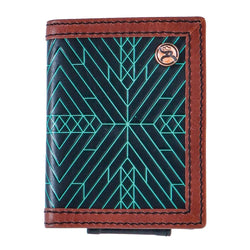 "Neon Moon" Roughy Bifold Money Clip Black/Brown w/Turquoise Aztec