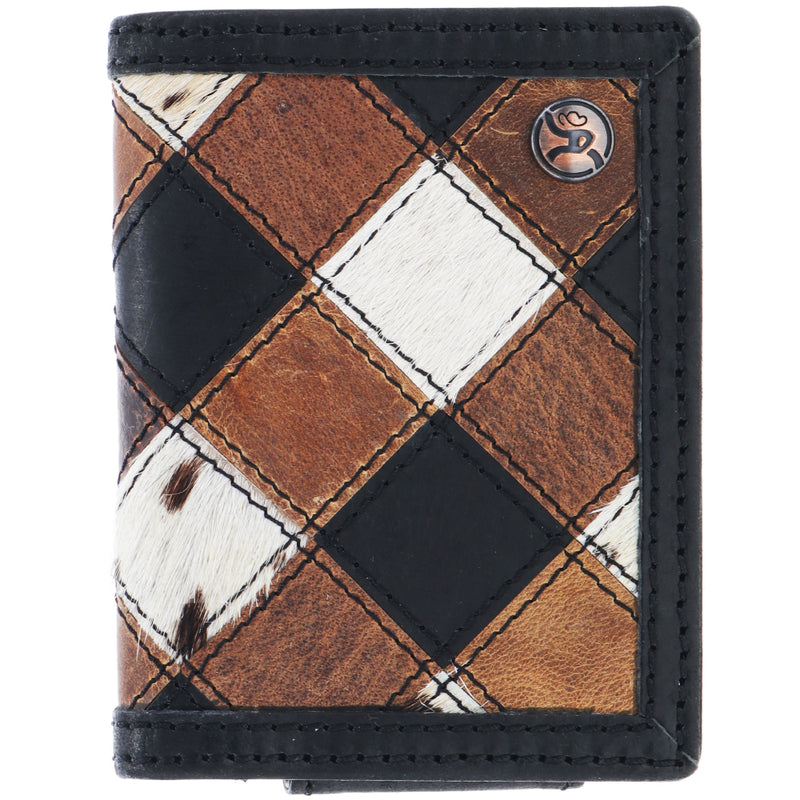 "Smackdown" Bifold Money Clip Wallet Black/Brown Patchwork