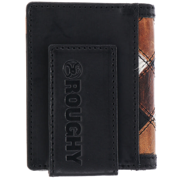 "Smackdown" Bifold Money Clip Wallet Black/Brown Patchwork