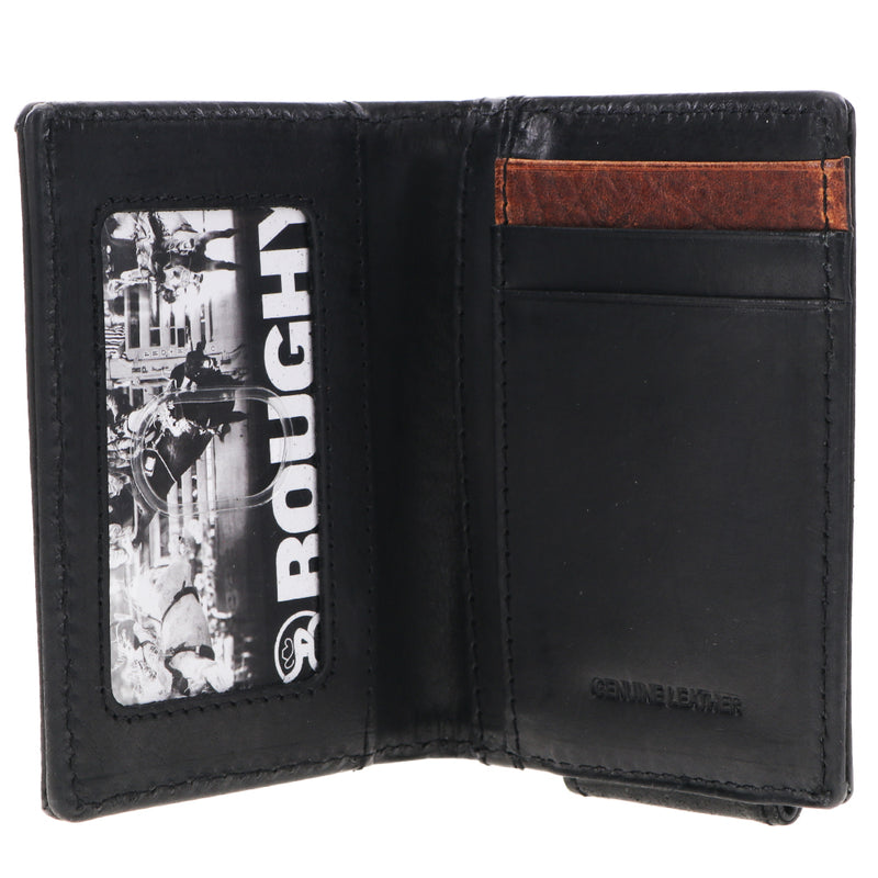 "Smackdown" Bifold Money Clip Wallet Black/Brown Patchwork