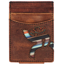 "Hawk" Money Clip Wallet Brown w/ Navajo Serape Print