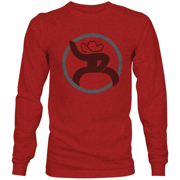 Roughy 2.0 red long sleeve shirt with grey circle logo