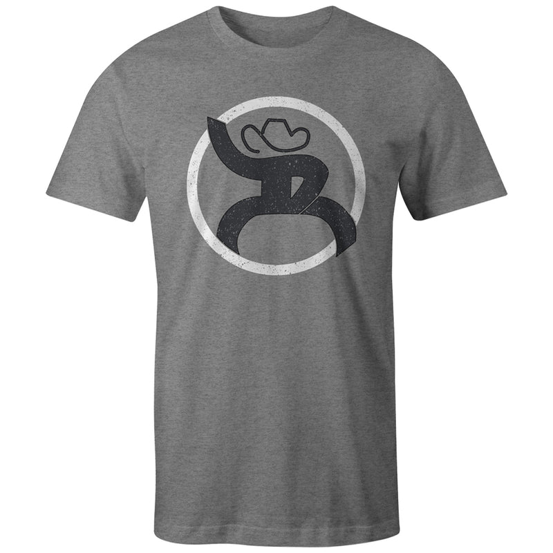 Roughy 2.0 grey tee with white and charcoal logo