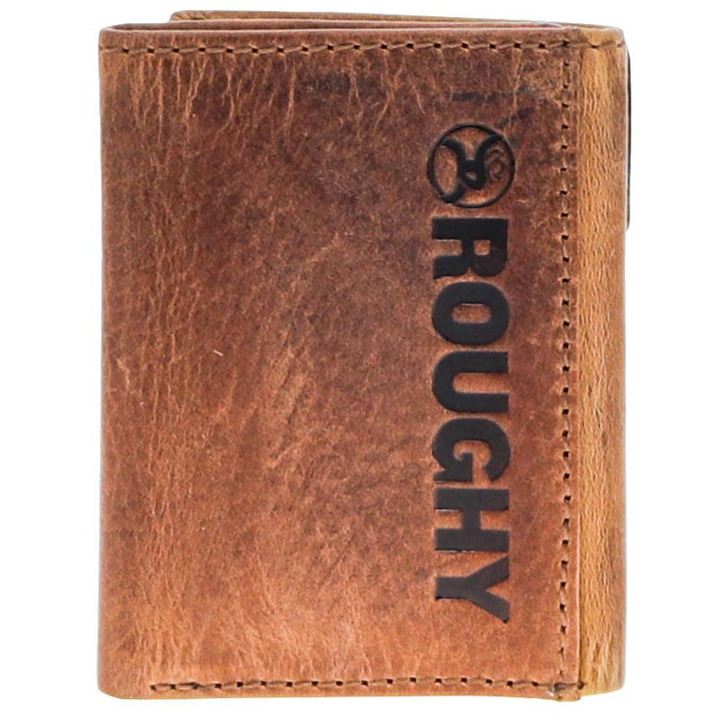 "Canyon" Trifold Roughy Wallet Distressed Tan/Brown Leather