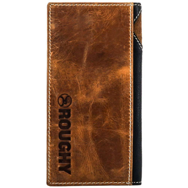 "Roughy Crazy Horse" Rodeo Wallet Black/Brown w/ Diamond Patchwork