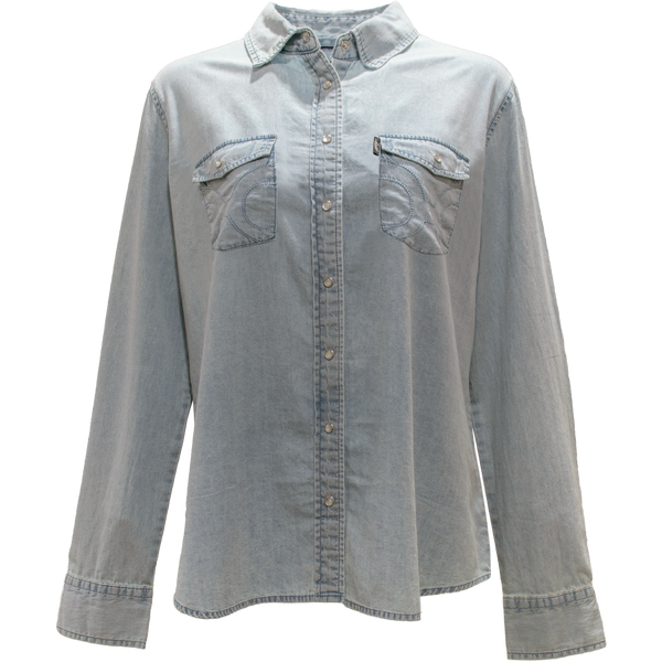 Ladies Chambray Denim Long Sleeve Shirt