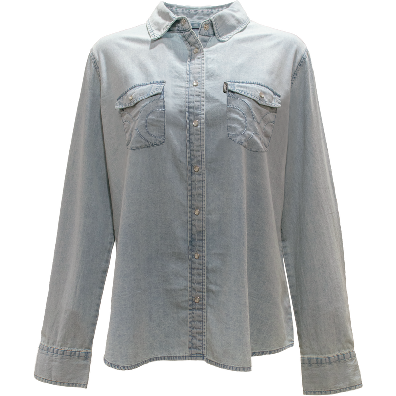 Ladies Chambray Denim Long Sleeve Shirt