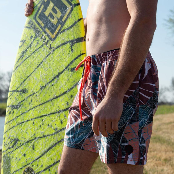 "Bigwake" Maroon/Coral Board Shorts